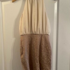 Forever 21 Cream and Tan Dress